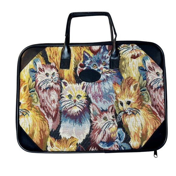 Vintage Tapestry Cat Laptop Case or Briefcase - Picture 1 of 9
